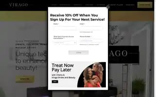 Viragobrowsandbeauty.com Screenshot 2024-07-08 23:35:12