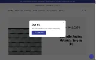 Charlotteroofingmaterialssurplus.com Screenshot 2024-05-15 17:10:21
