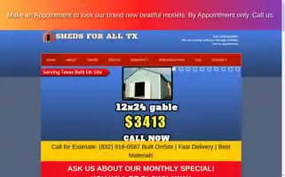Shedsforalltexas.com Screenshot 2024-05-16 17:00:49